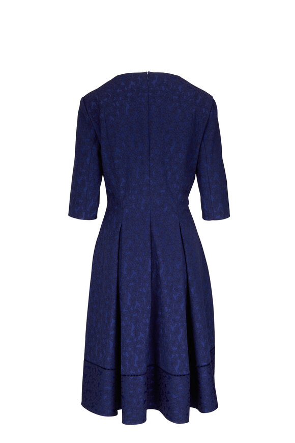 Talbot Runhof - Royal Petunia Cotton Jacquard Dress