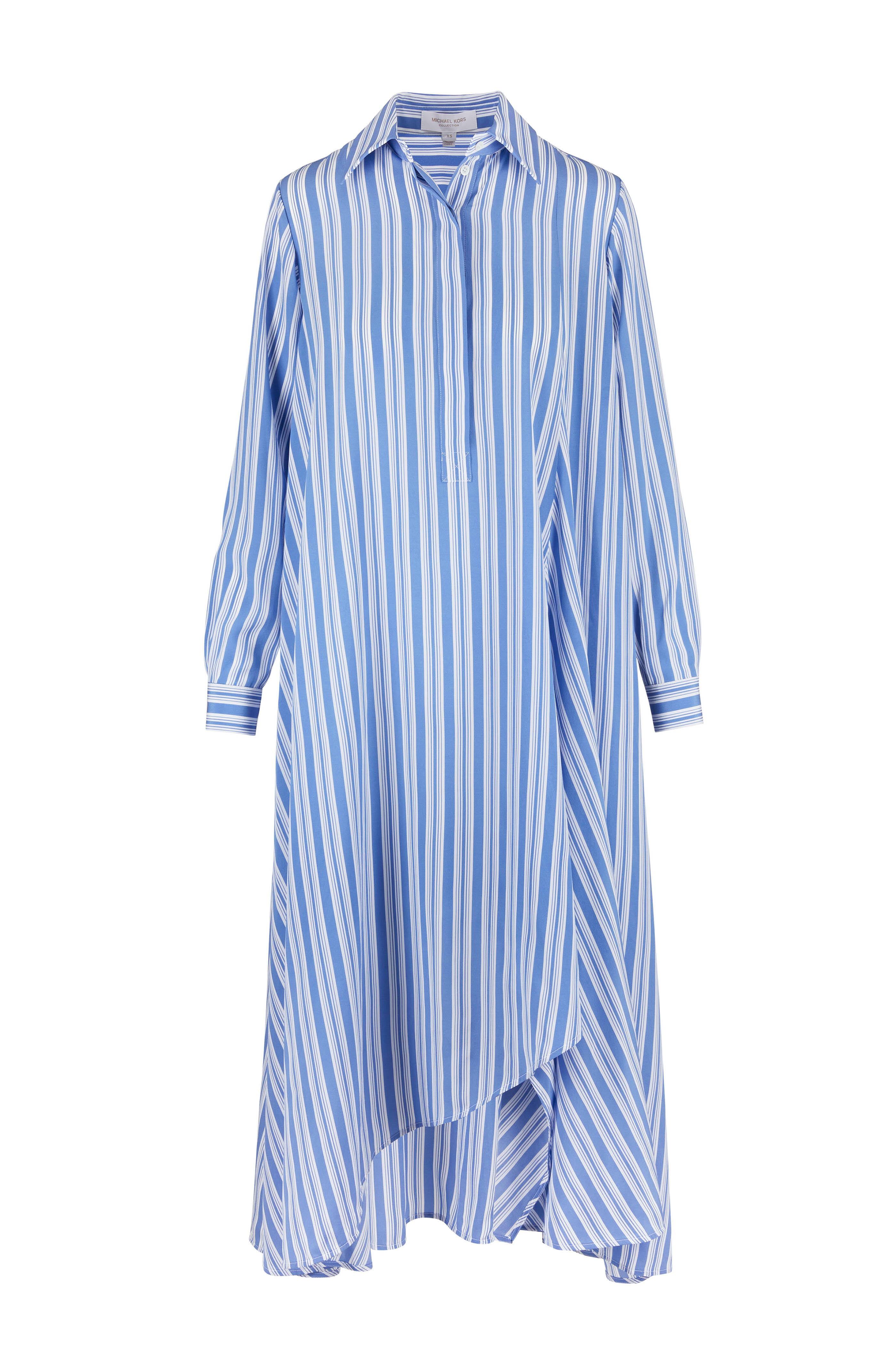 Michael Kors Collection Cornflower Blue Ivory Pinstripe Draped