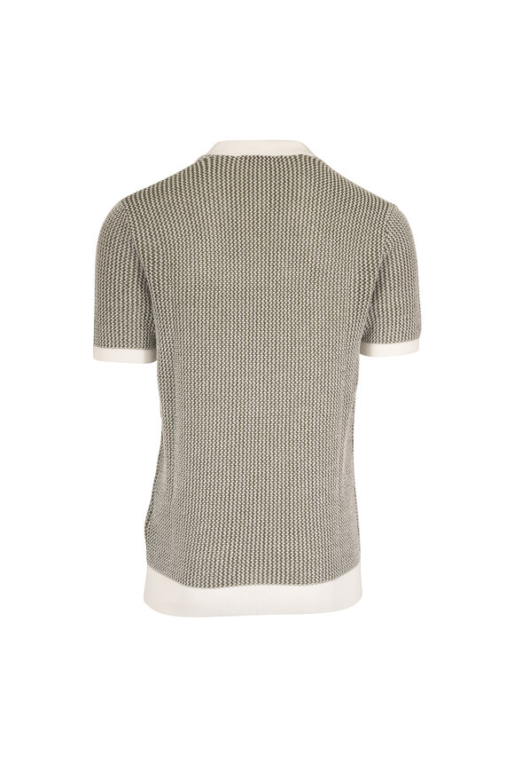 Orlebar Brown Horton Bayleaf Green Chevron Crochet Polo - view 2