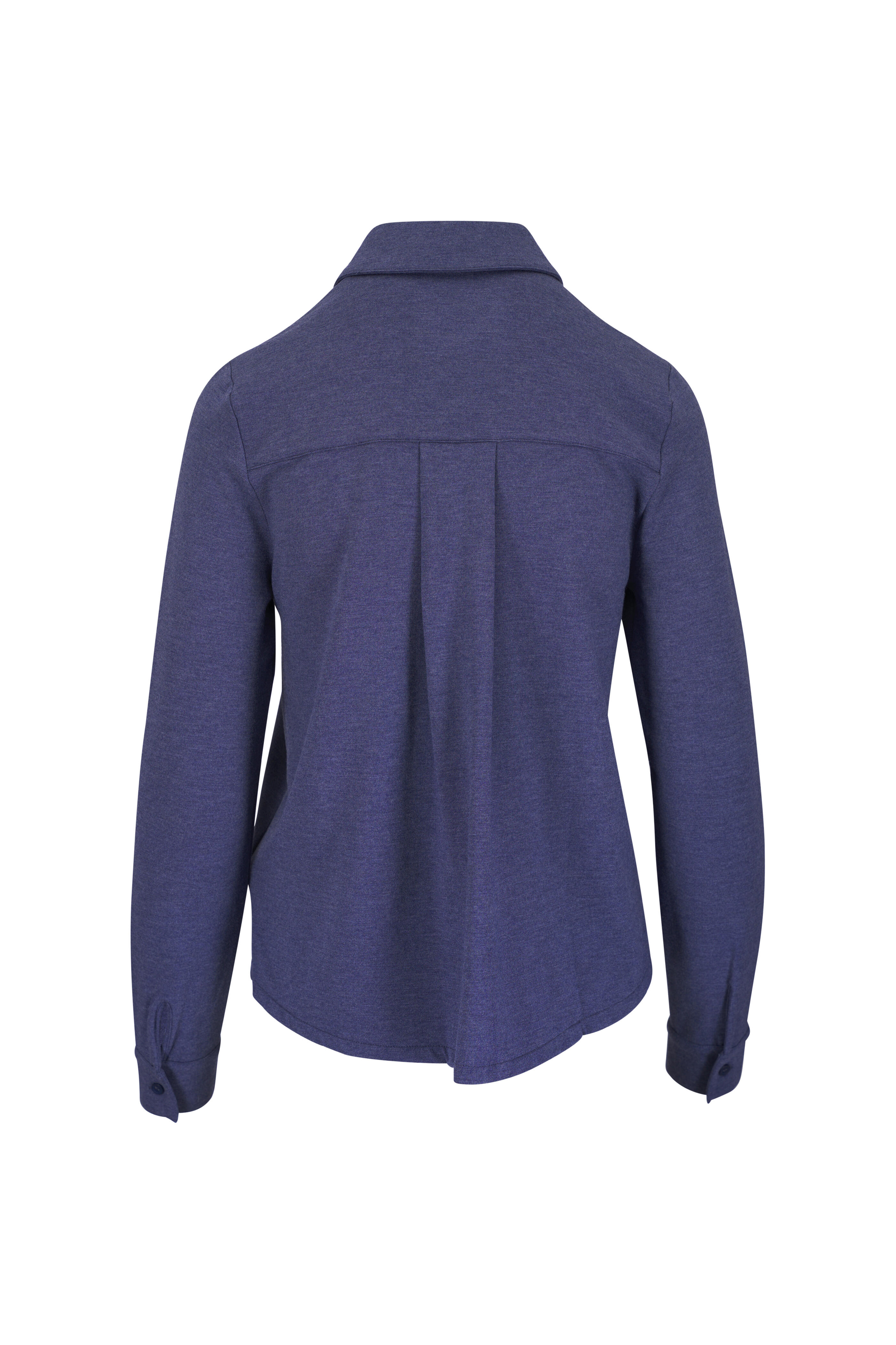 Majestic - Blue Denim French Terry Button Down Shirt