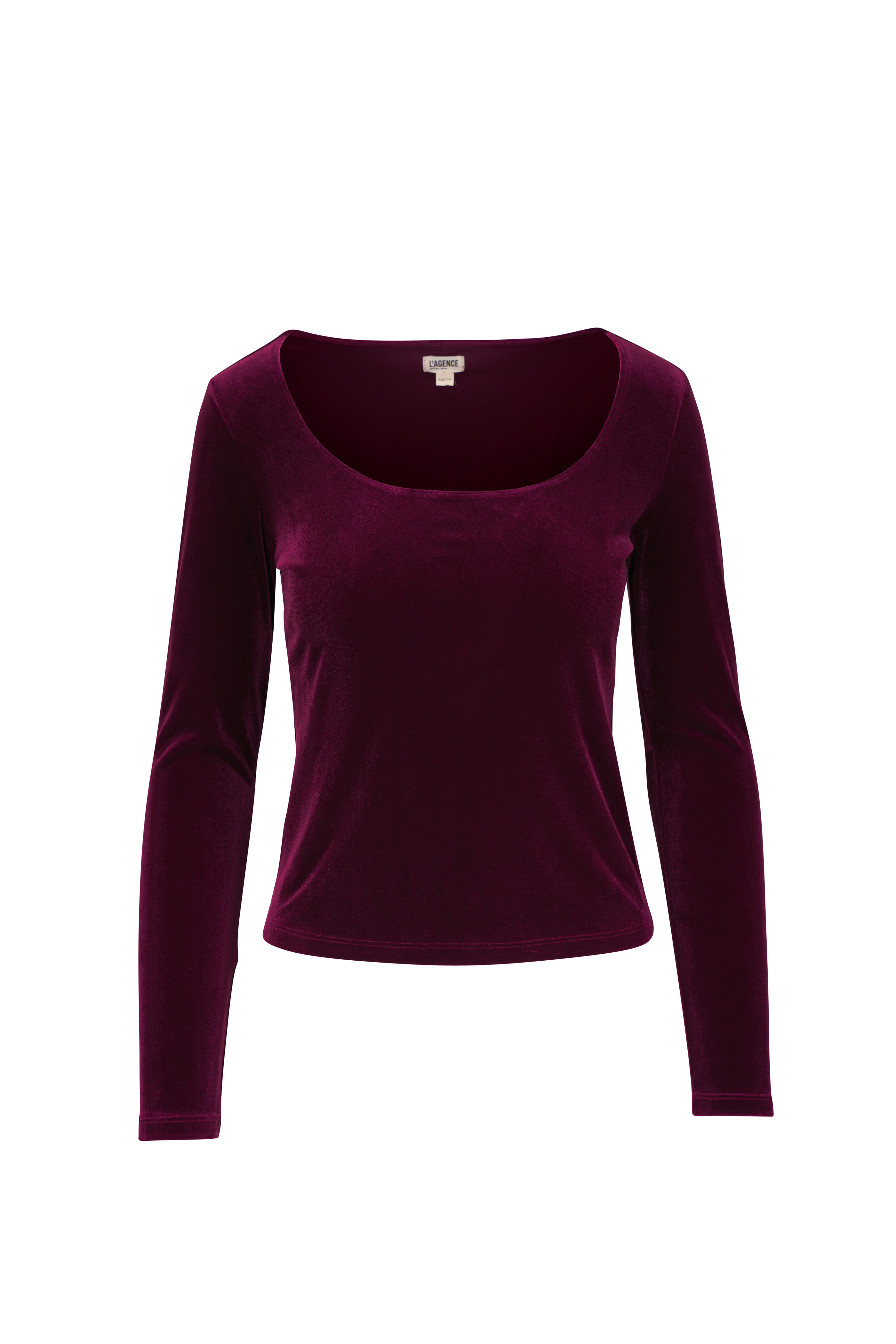 トップス PHEENY/VELOURS BORDER L/S(BURGUNDY) Buy Burgundy Red Relaxed Fit Quarter Zip Wellness Slogan Graphic