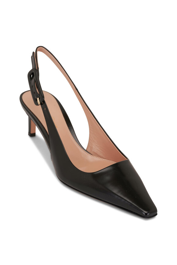 Gianvito Rossi Lindsay Tokio Black Leather Slingback, 55mm