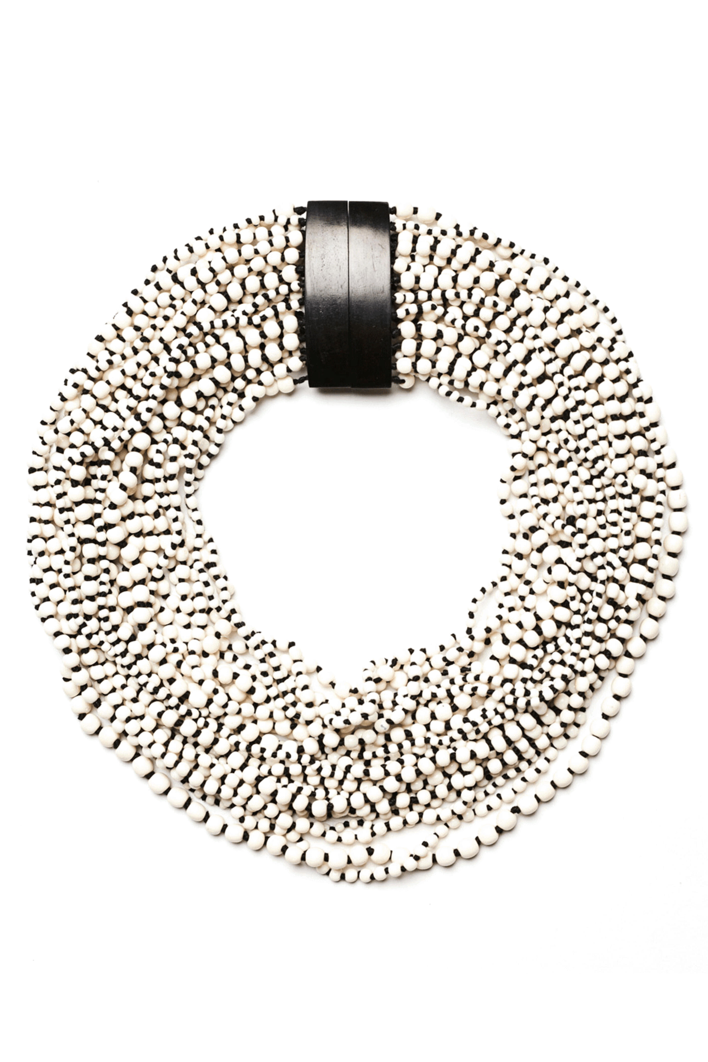 Monies - Bone and Kamagong Anacona Beaded Short Necklace