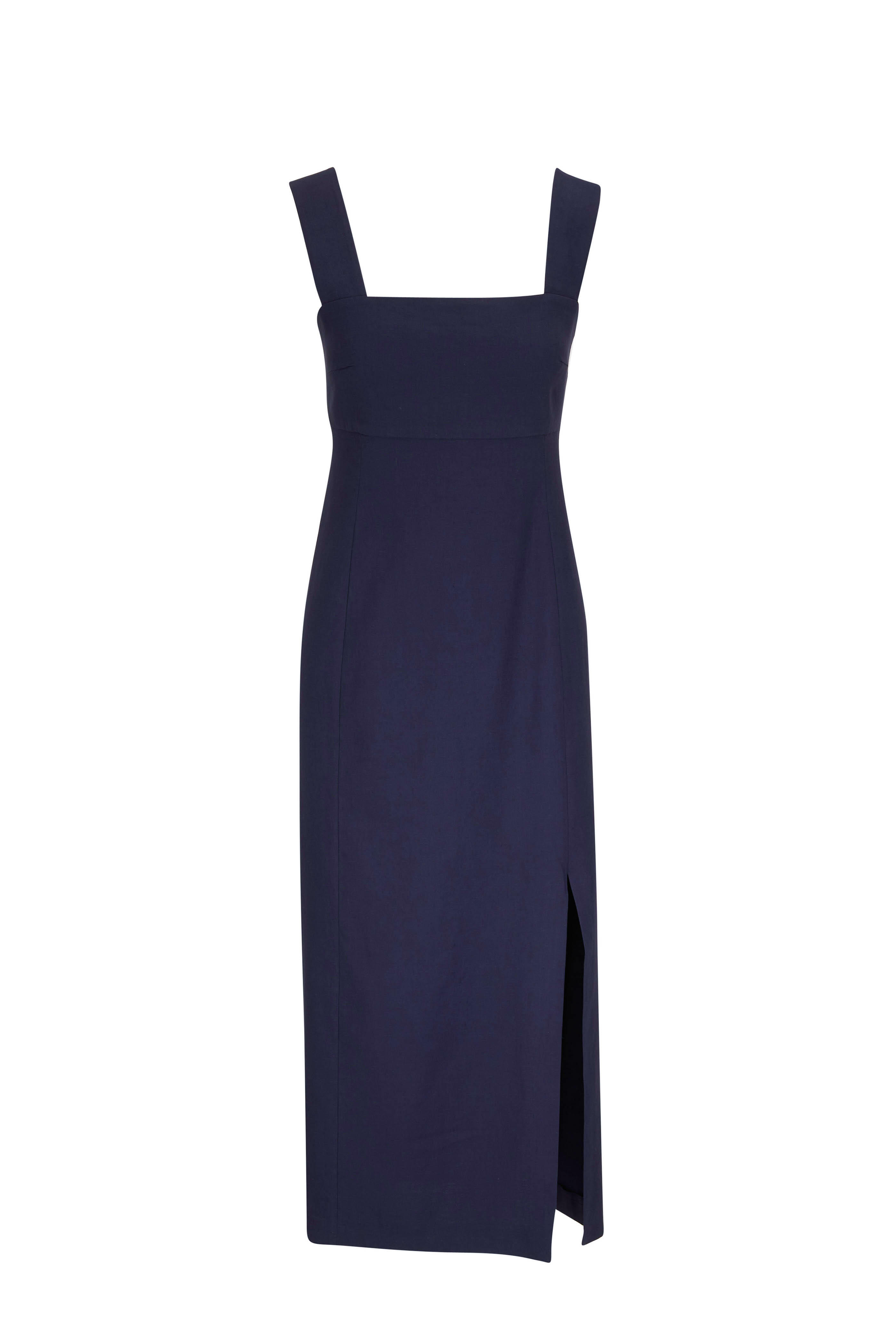 Antonelli - Nizza Navy Stretch Linen Sleeveless Dress