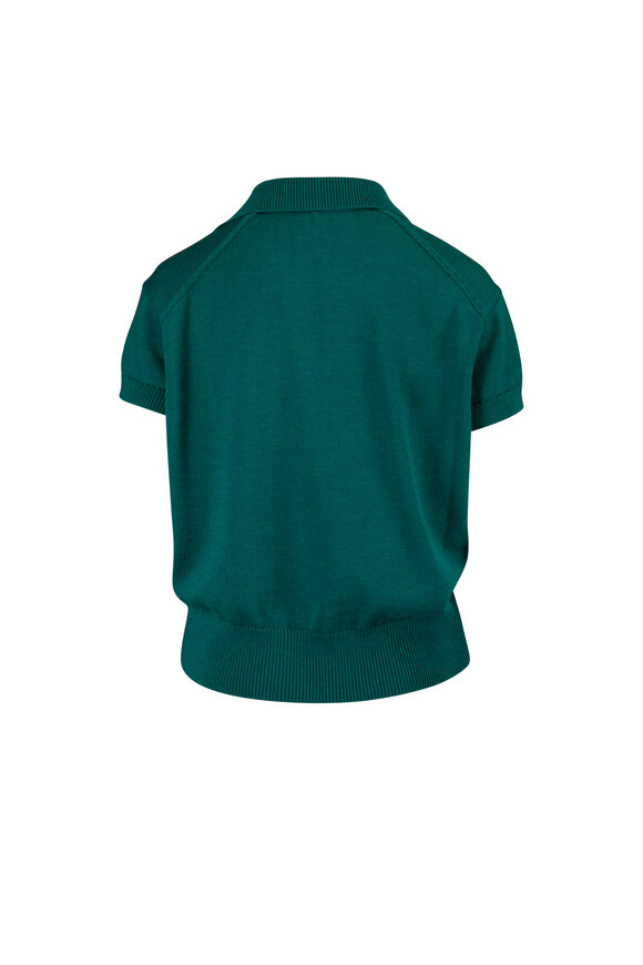 Lafayette 148 New York Grass Cotton Short Sleeve Polo Sweater - view 6