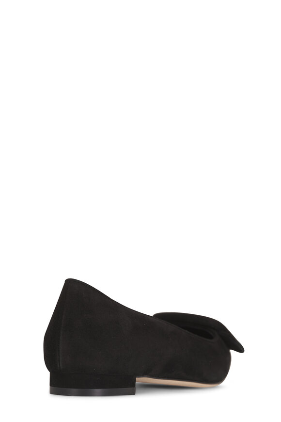 Manolo Blahnik Maysale Black Suede Flat - view 4