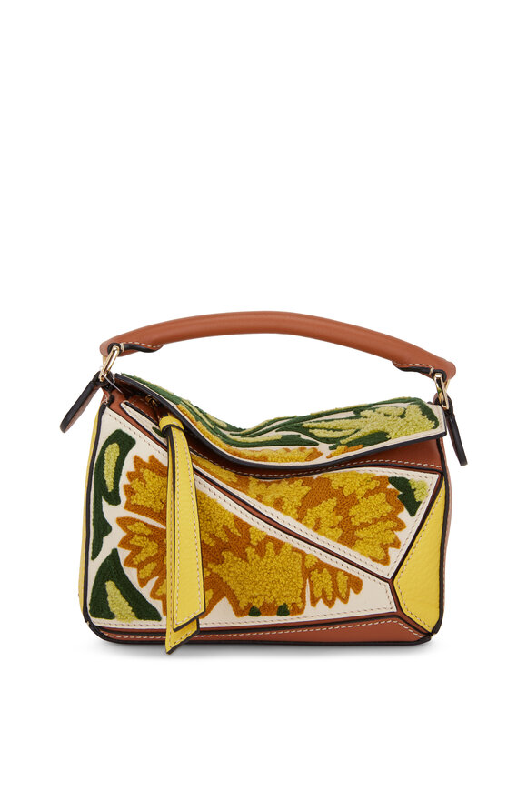 Loewe Puzzle Yellow Floral Tapestry Mini Bag 