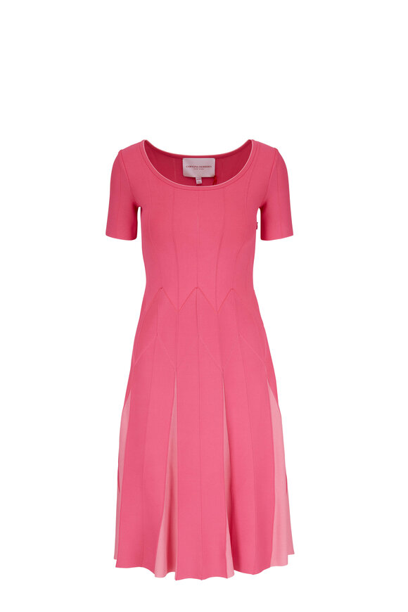 Carolina Herrera - Pink Scoop Neck Godet Dress 