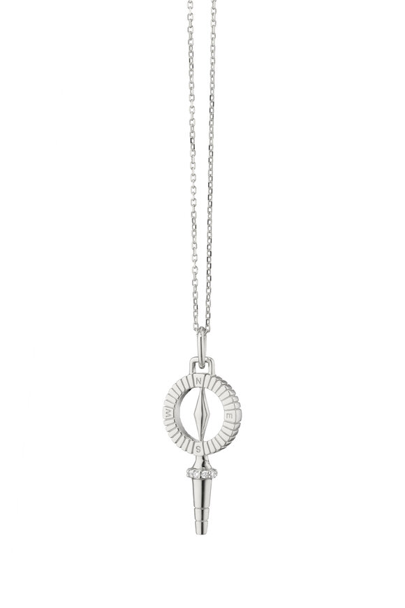 Monica Rich Kosann Sterling Silver Sapphire Compass Key Necklace