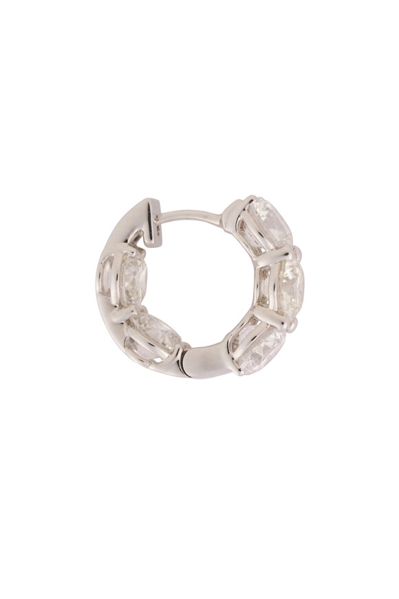 Sutra 18k White Gold Diamond Huggie Earring - view 3