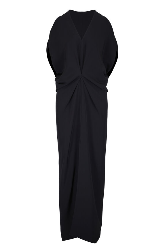 Zero + Maria Cornejo Long Miu Black Silk Draped Dress - view 1