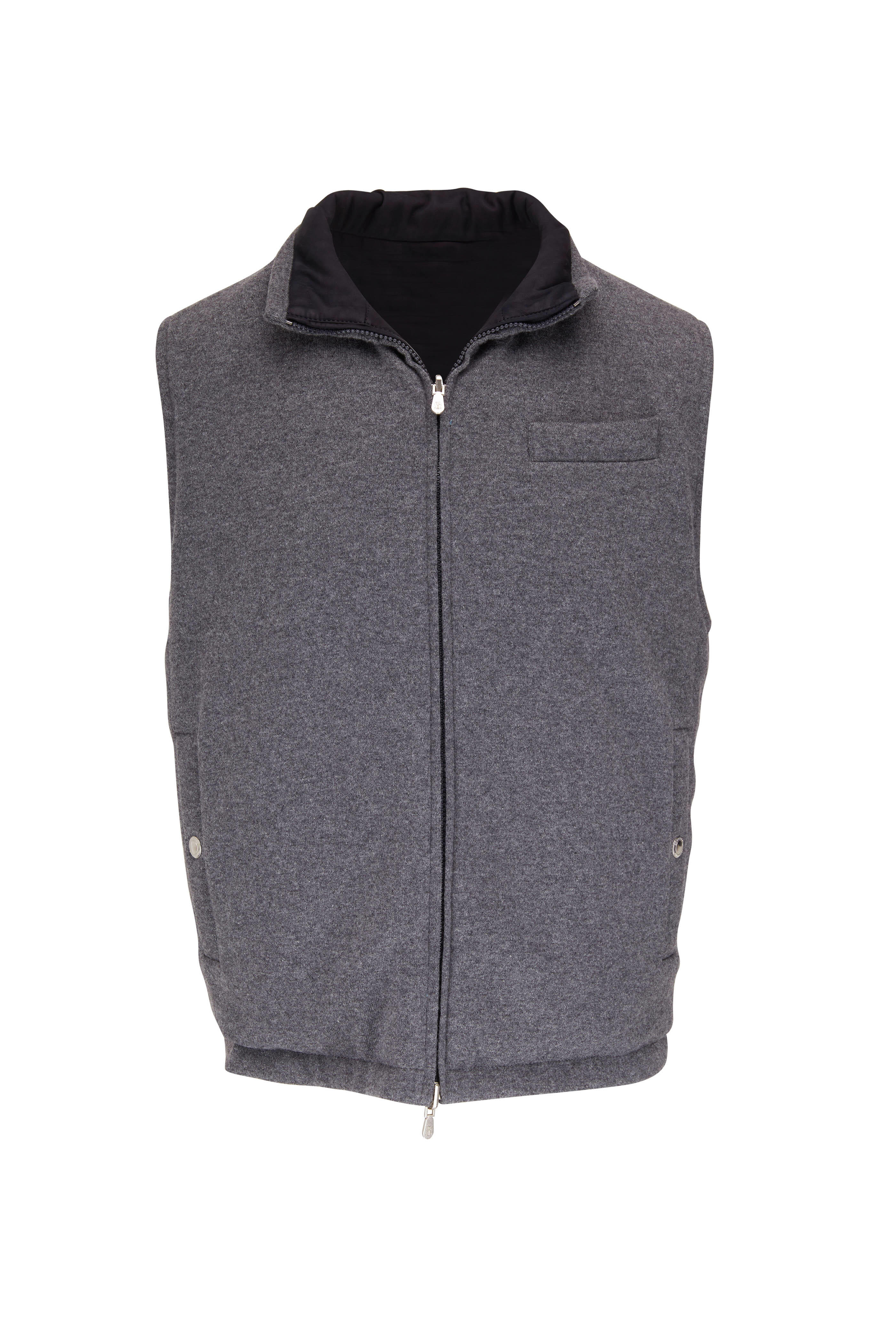 Brunello Cucinelli - Navy Suede & Cashmere Reversible Vest