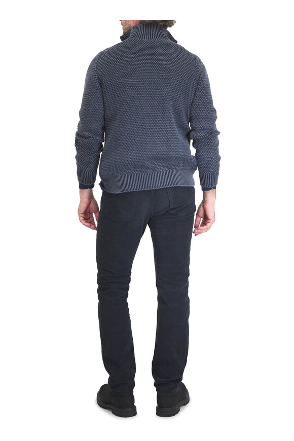 Emanuel Berg Byron Navy Stretch Jersey Button Down - view 3