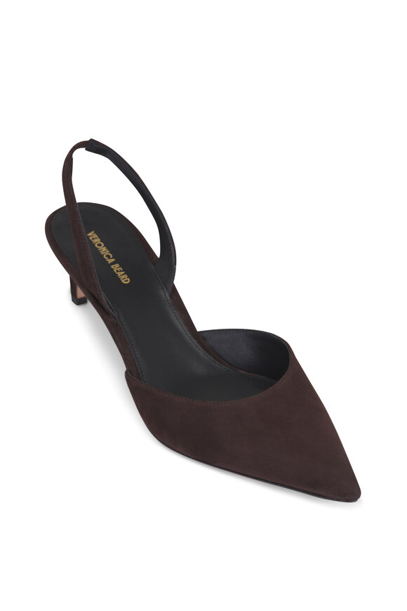 Veronica Beard Caroline Espresso Suede Slingback Pump, 55mm