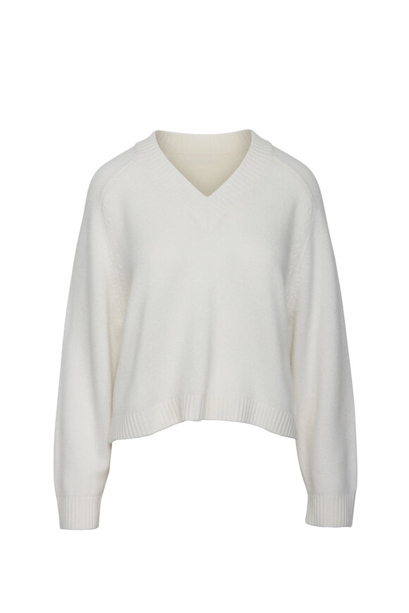 Crush Cashmere Santana Ivory V Neck Sweater