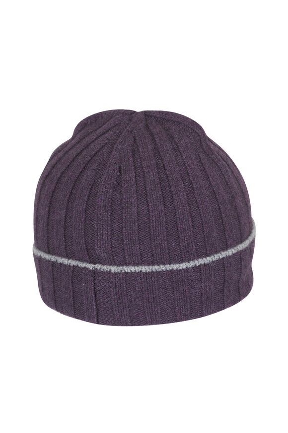 Brunello Cucinelli Prune Cashmere Rib Knit Beanie - view 2