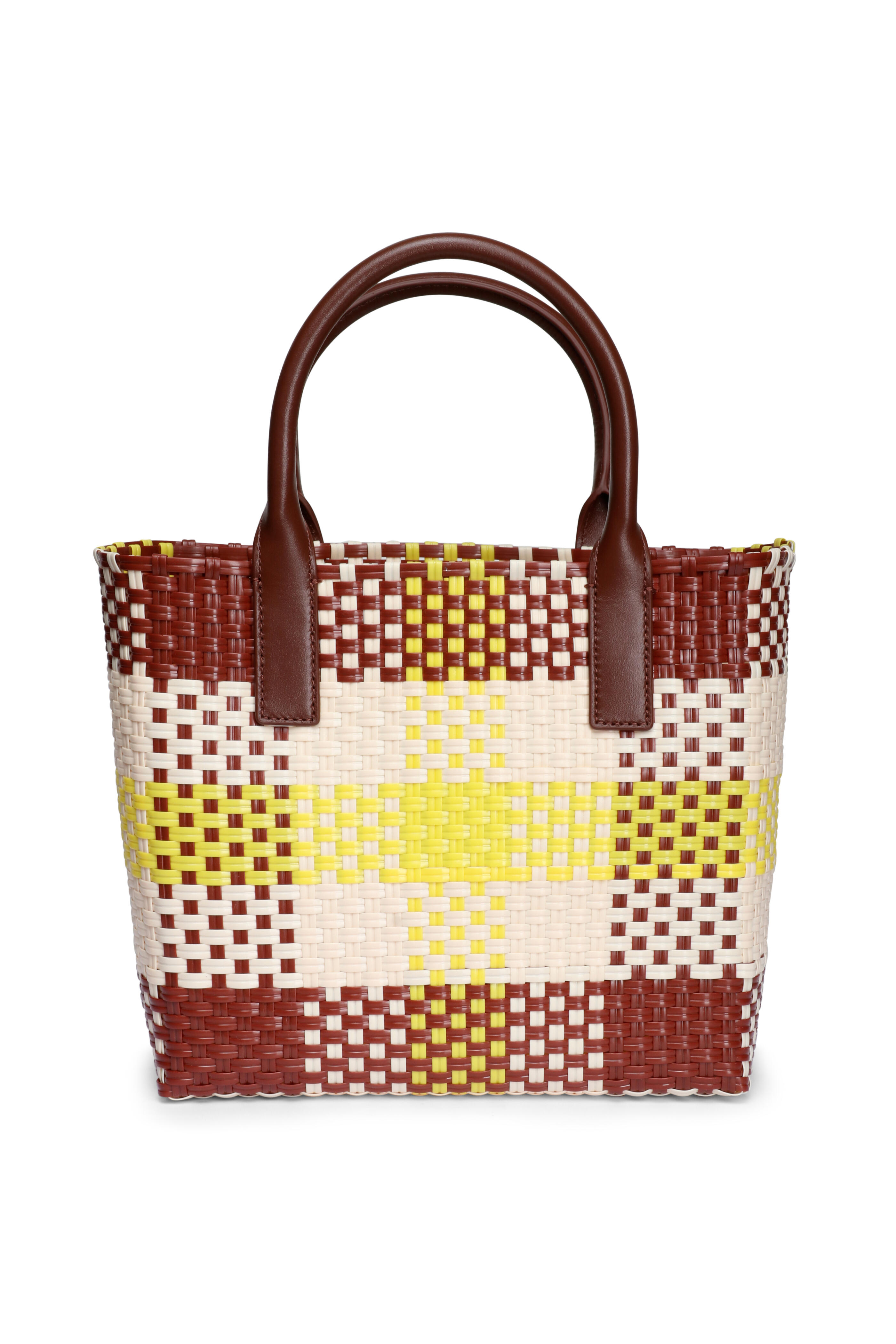 Marni - Small Yellow & Brown Checkered Tote