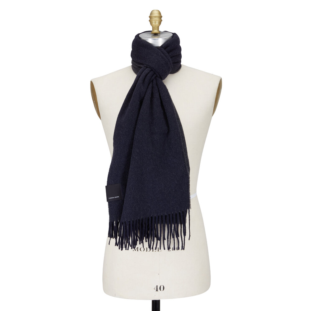 Canada Goose - Navy & Charcoal Gray Wool Scarf | Mitchell Stores
