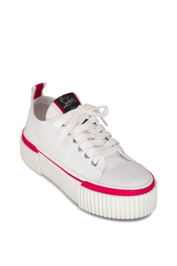 Christian Louboutin Super Pedro White Canvas Flatform Sneaker, 40mm 