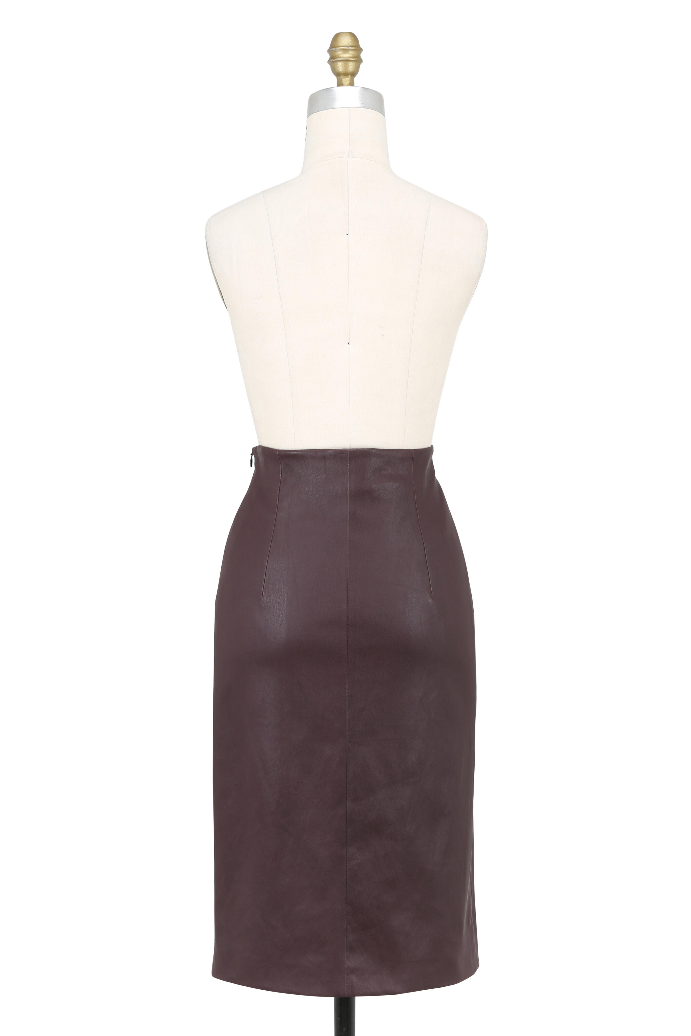Brunello Cucinelli - Bordeaux Stretch Leather Pencil Skirt