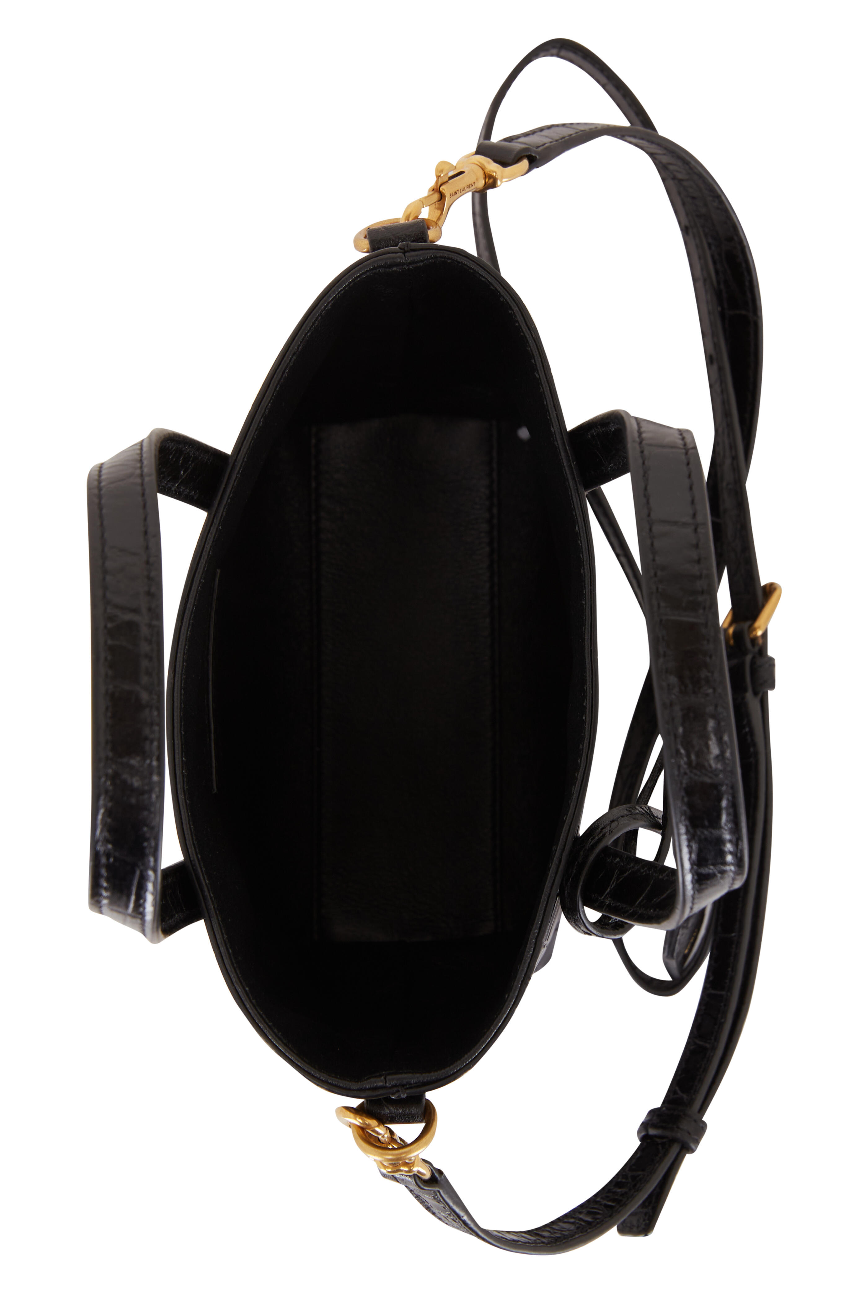 Black Toy mini croc-effect leather tote bag