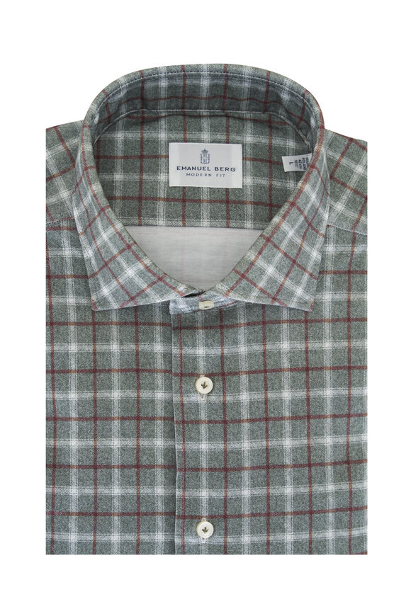 Emanuel Berg 4Flex Green Plaid Sport Shirt