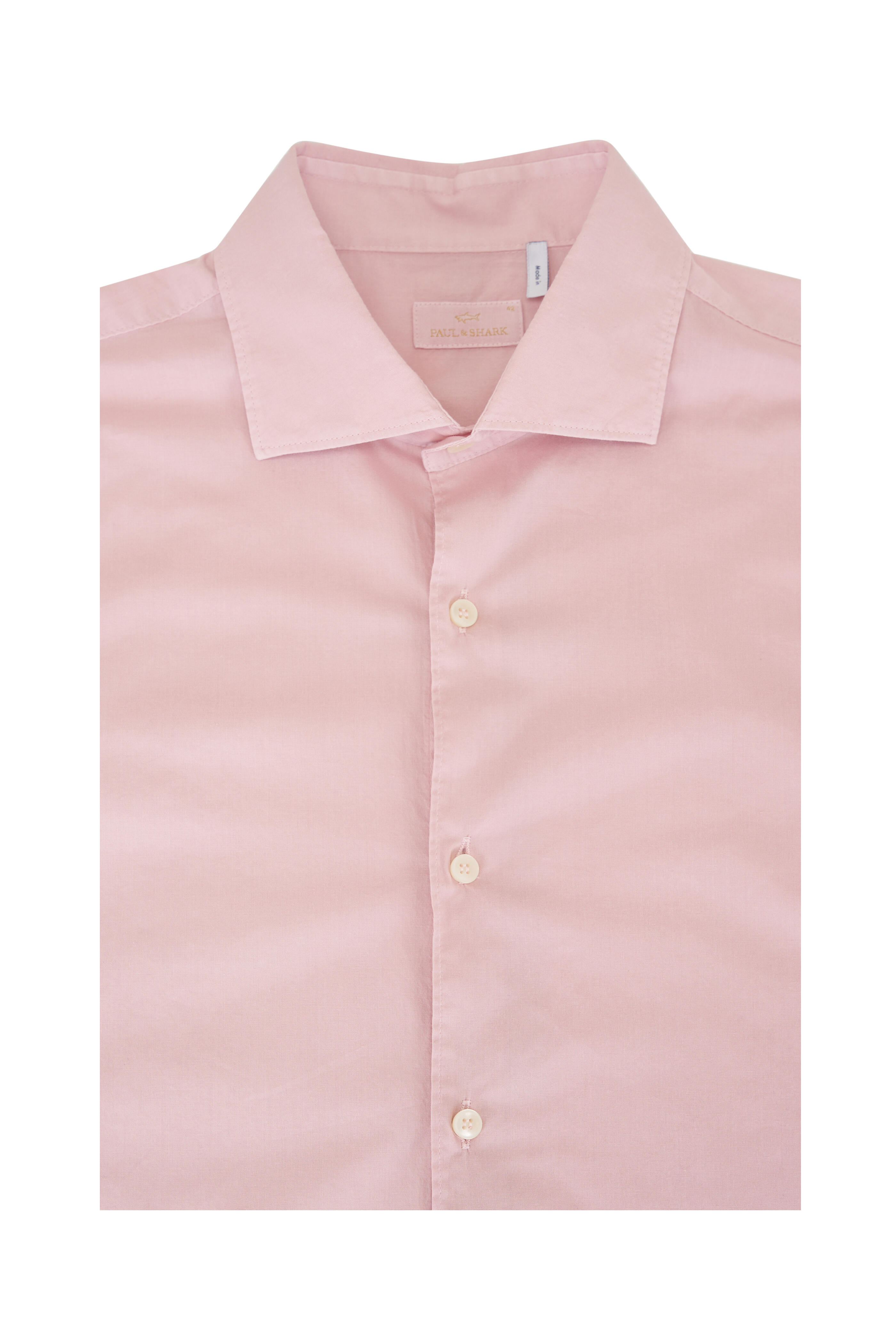 Paul & Shark - Pink Garment Dyed Cotton Voile Sport Shirt - view 1