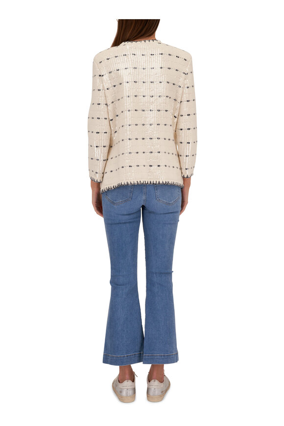 Veronica Beard - Ceriani Off White & Navy Sequin Knit Jacket 