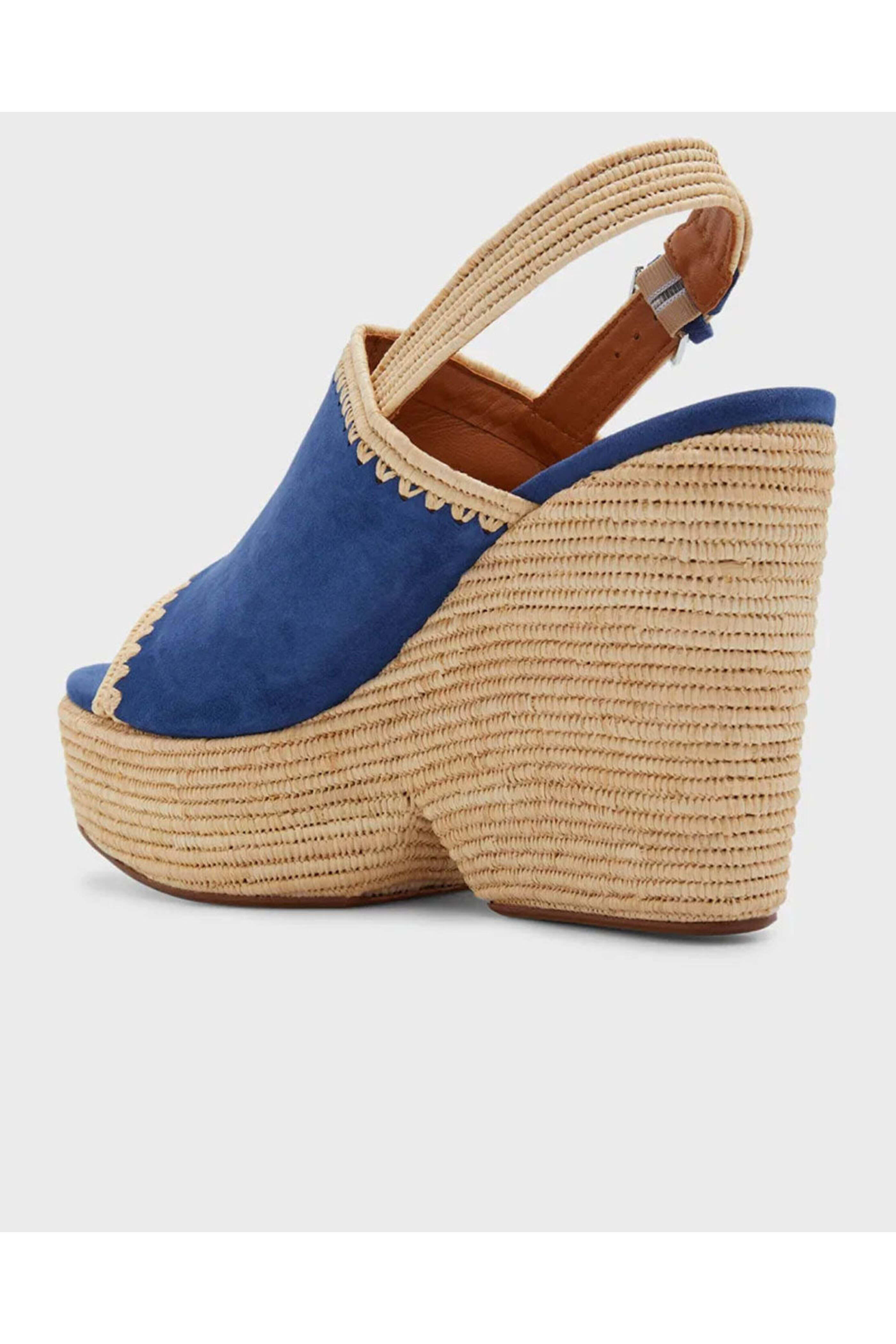 Robert Clergerie - Damya Suede Raffia Slingback Platform in Navy