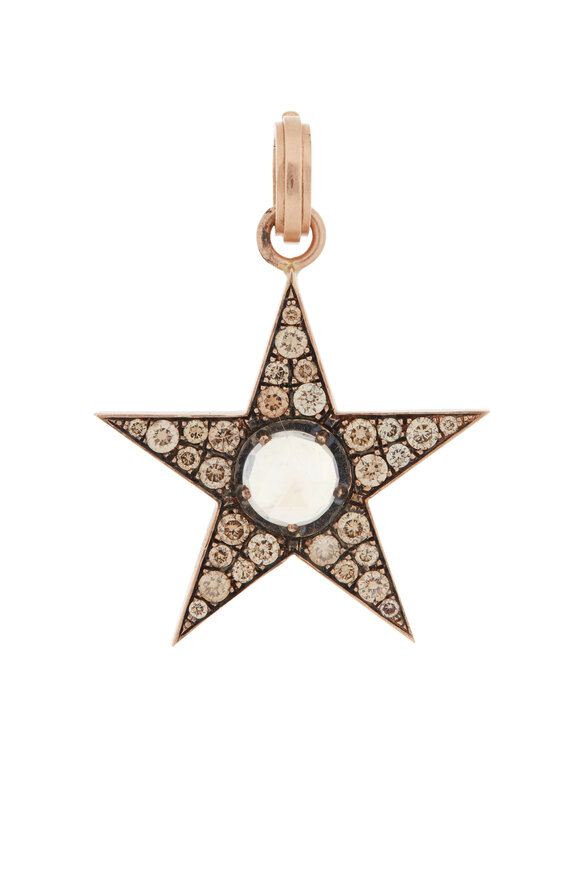 Sylva & Cie - 14K Rose Gold Moonstone & Diamond Star Pendant