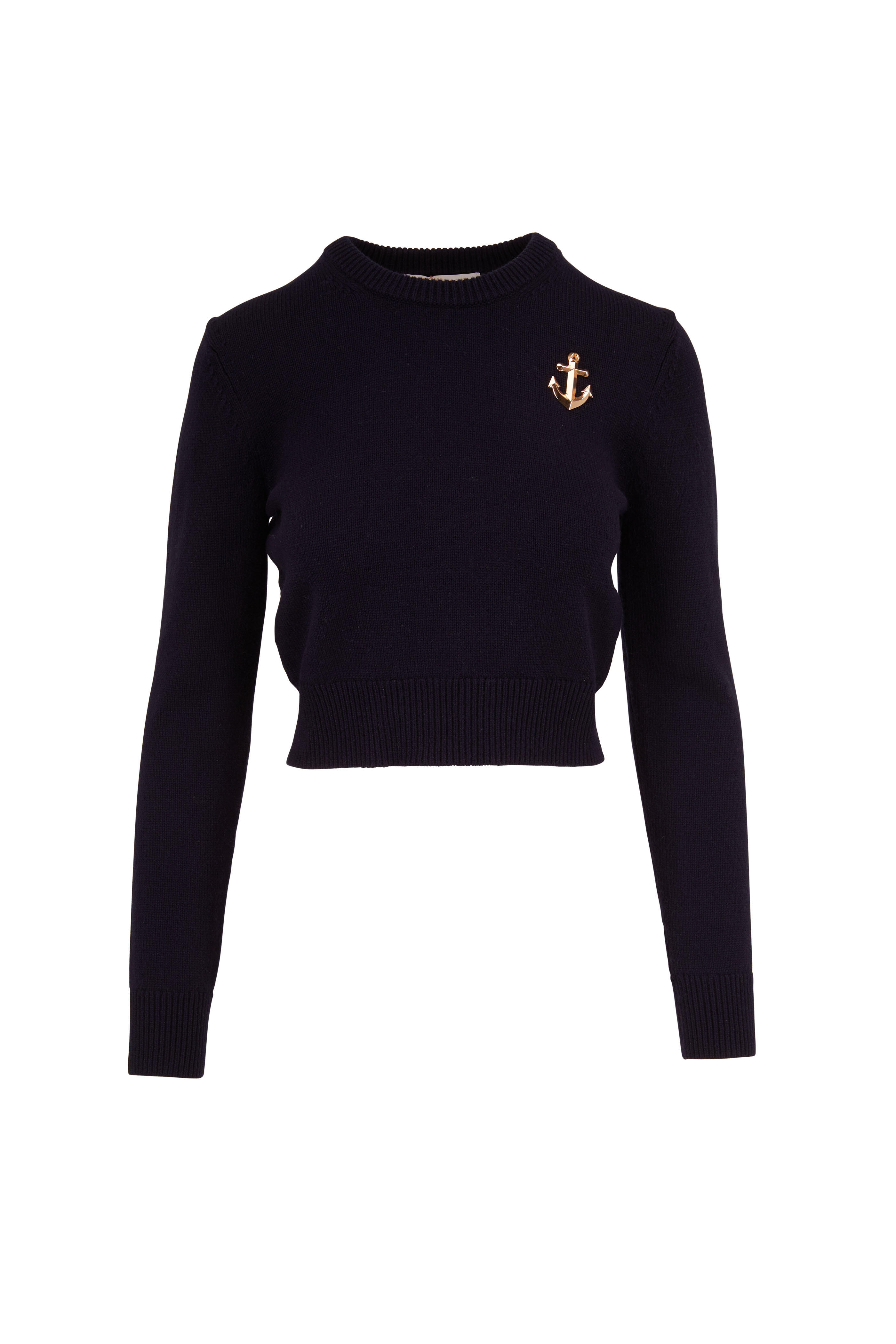 Michael Kors Collection - Midnight Cashmere Anchor Embellished Sweater - view 1