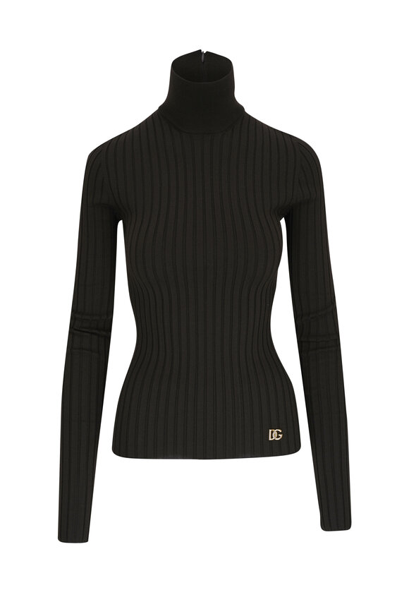 Dolce & Gabbana Dark Brown Ribbed Turtleneck 