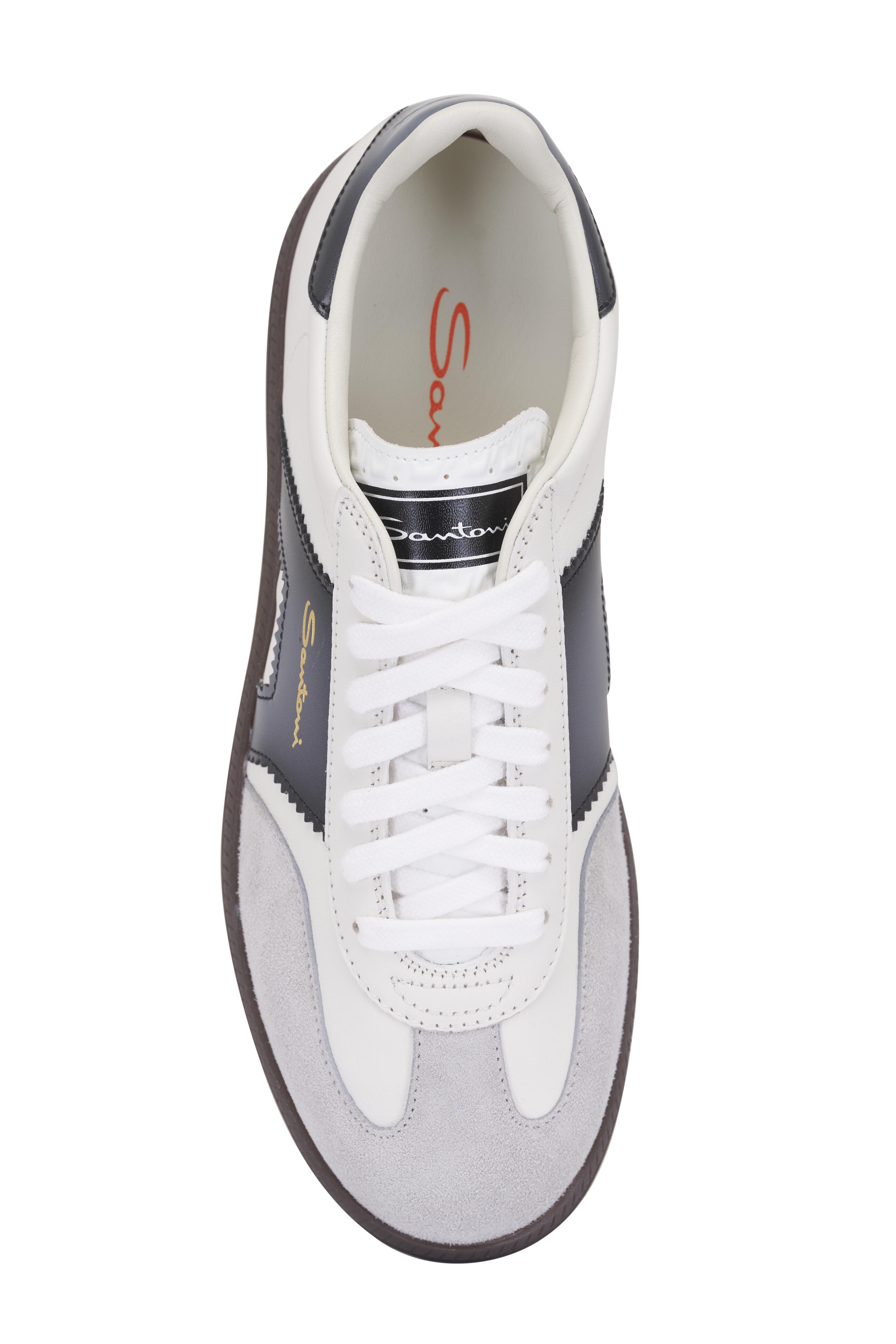 Santoni - Olympic White & Gray Low Top Sneaker | Mitchell Stores