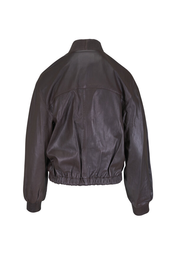 TWP Bubble Hem Dark Chocolate Leather Bomber Jacket - view 2