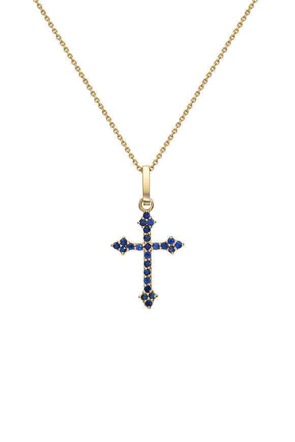 Dru Blue Sapphire Mini Cross Pendant