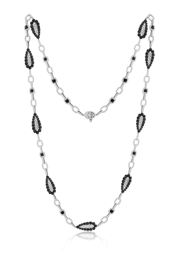 Sutra - White Gold Black & White Diamond Mosaic Necklace