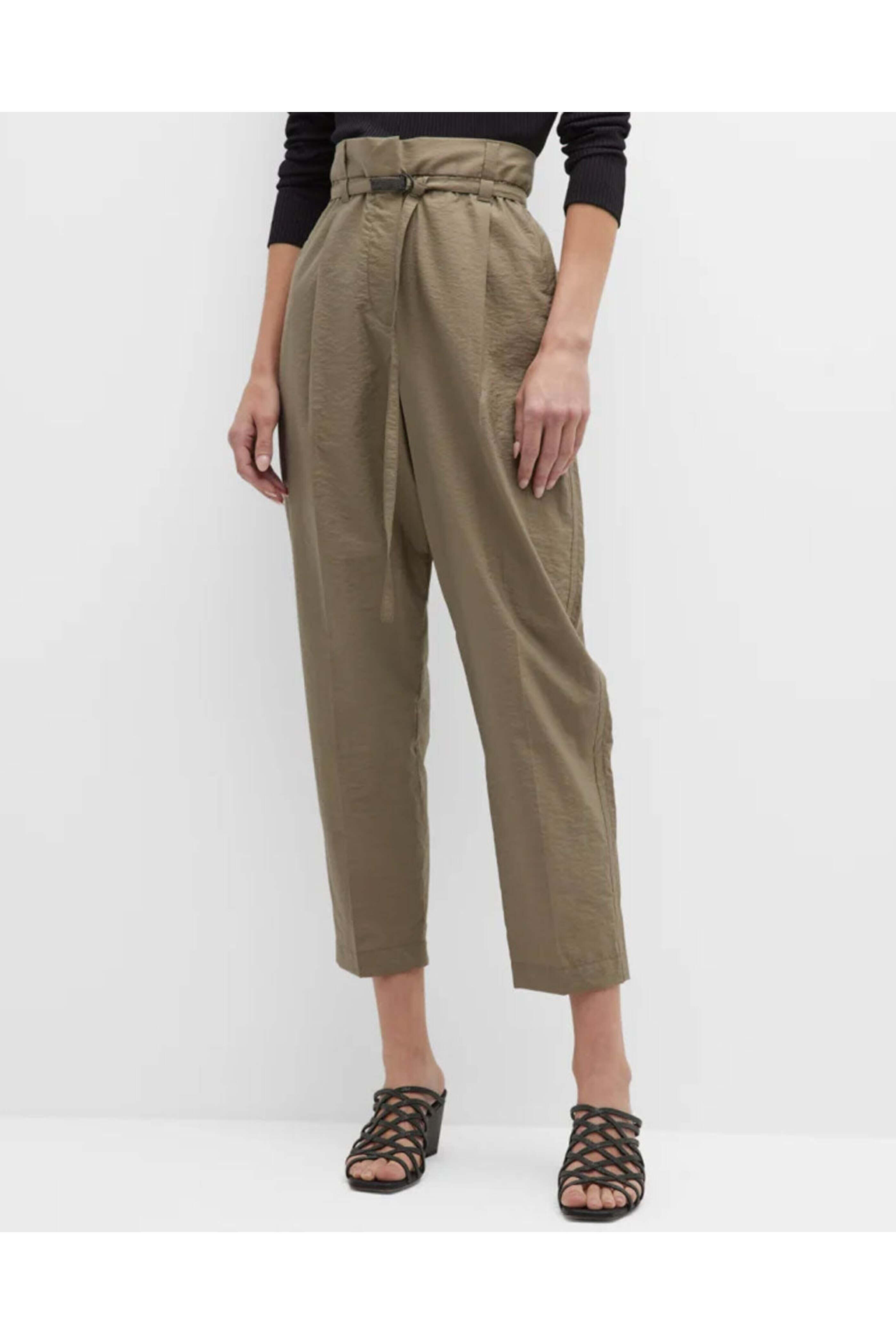 Brunello Cucinelli - Military Crinkle Cotton Pleated Pant