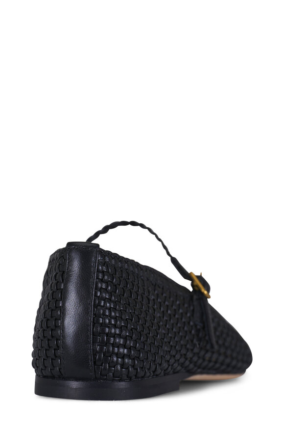 Veronica Beard Ellie Black Woven Leather Flat - view 5