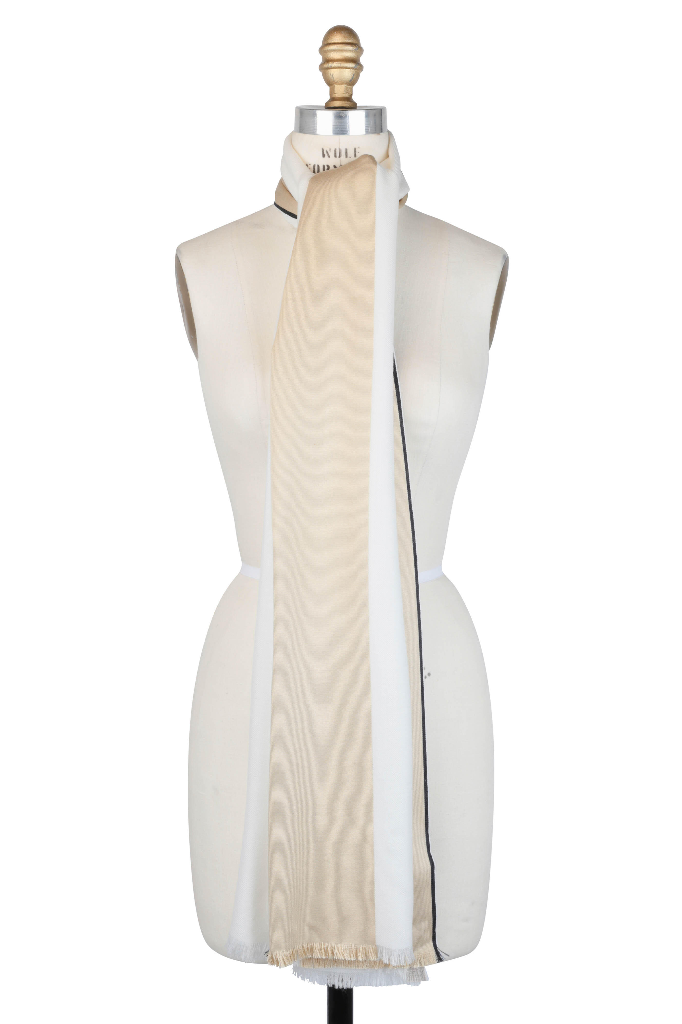 Loro Piana - Cream & Gold Cashmere & Silk Scarf