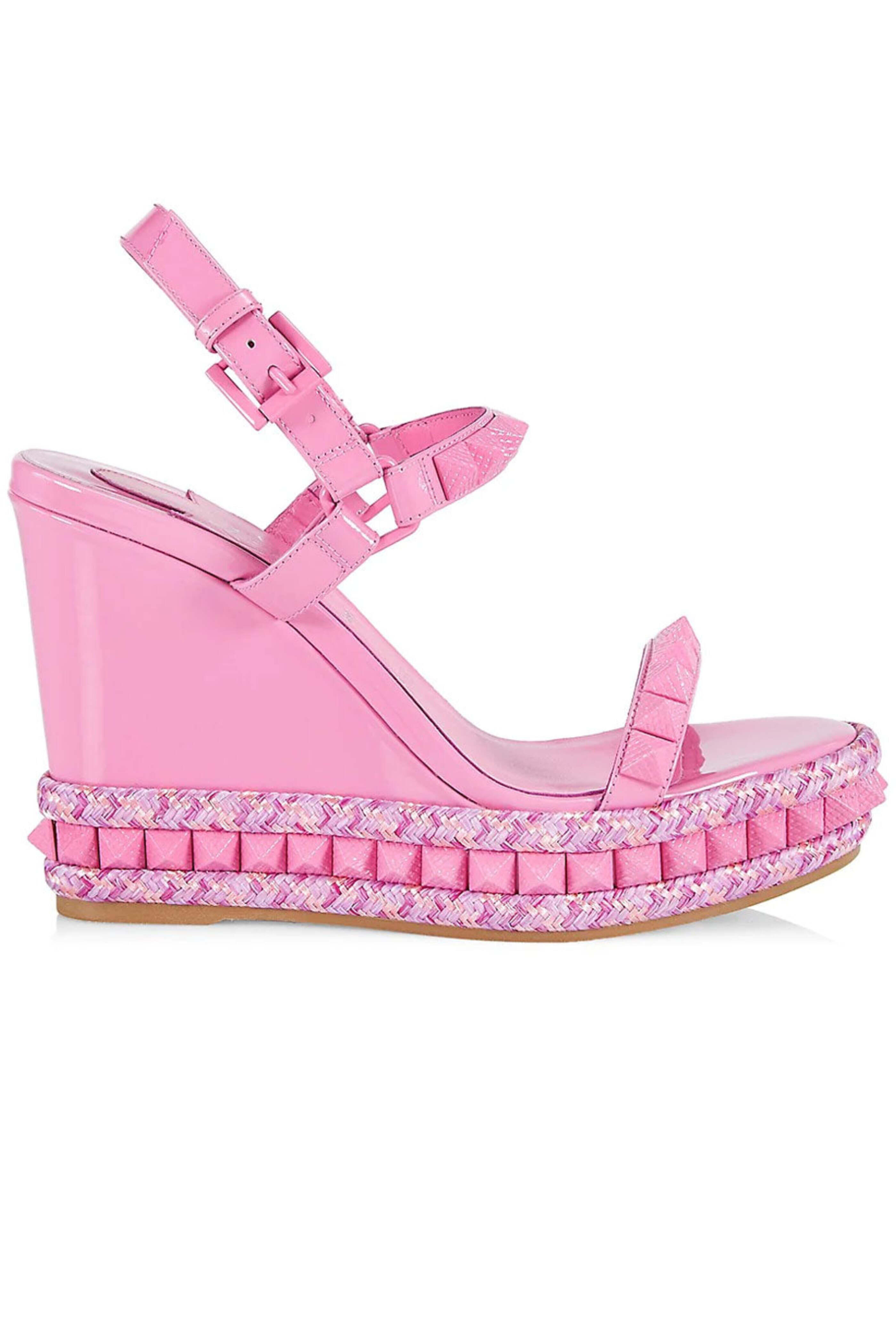 【Christian Louboutin】ピラクルーラミネートレザーウェッジ110 Christian Louboutin | Pira Ryad 110 glitter blue wedges