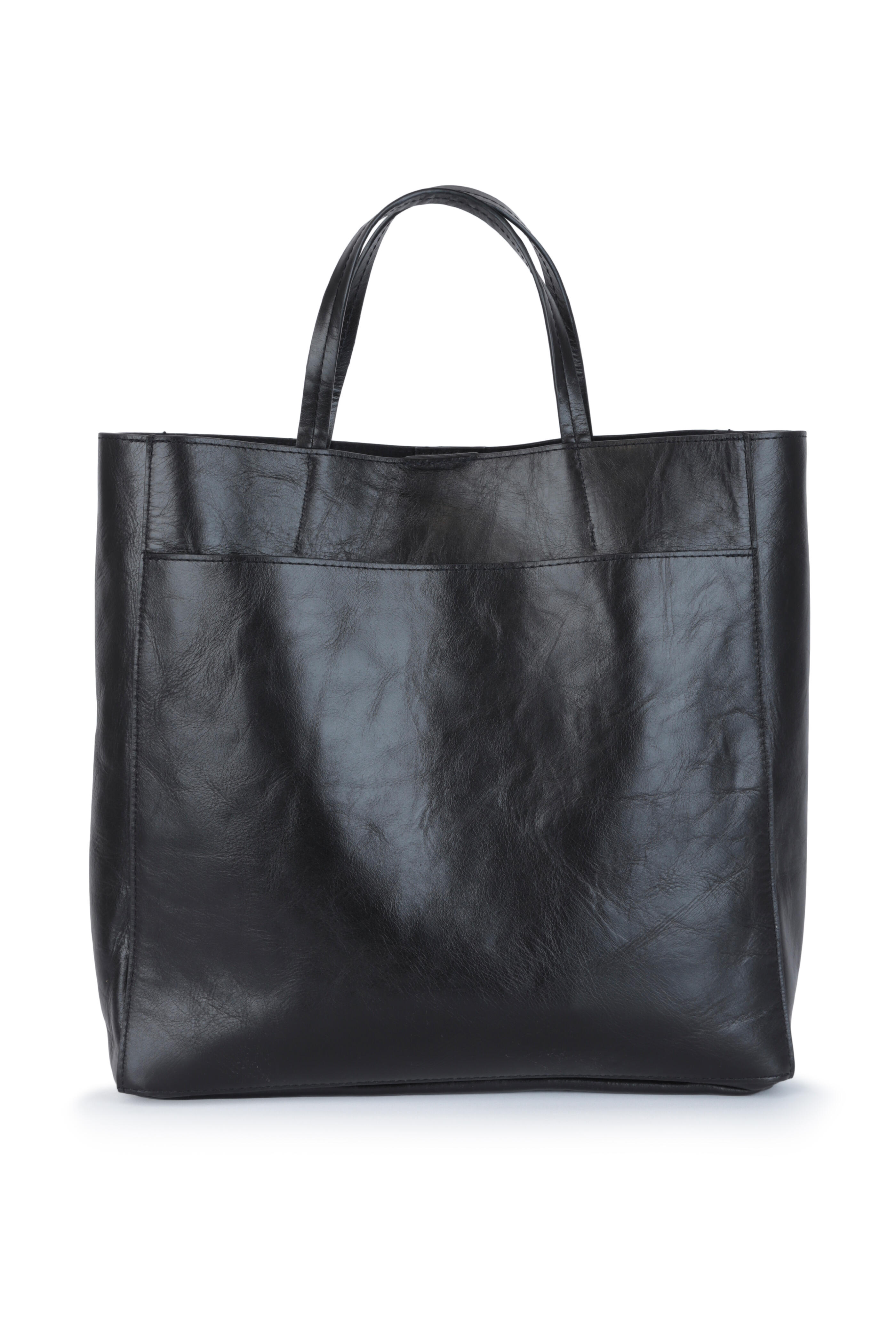 B May Bags - Black Leather Tote Bag