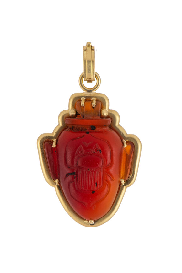 Sylva & Cie Carnelian Scarab Egypt Amult Pendant - view 2