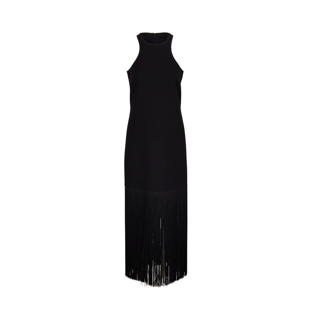 Michael Kors Collection - Black Racerback Fringe Maxi Dress