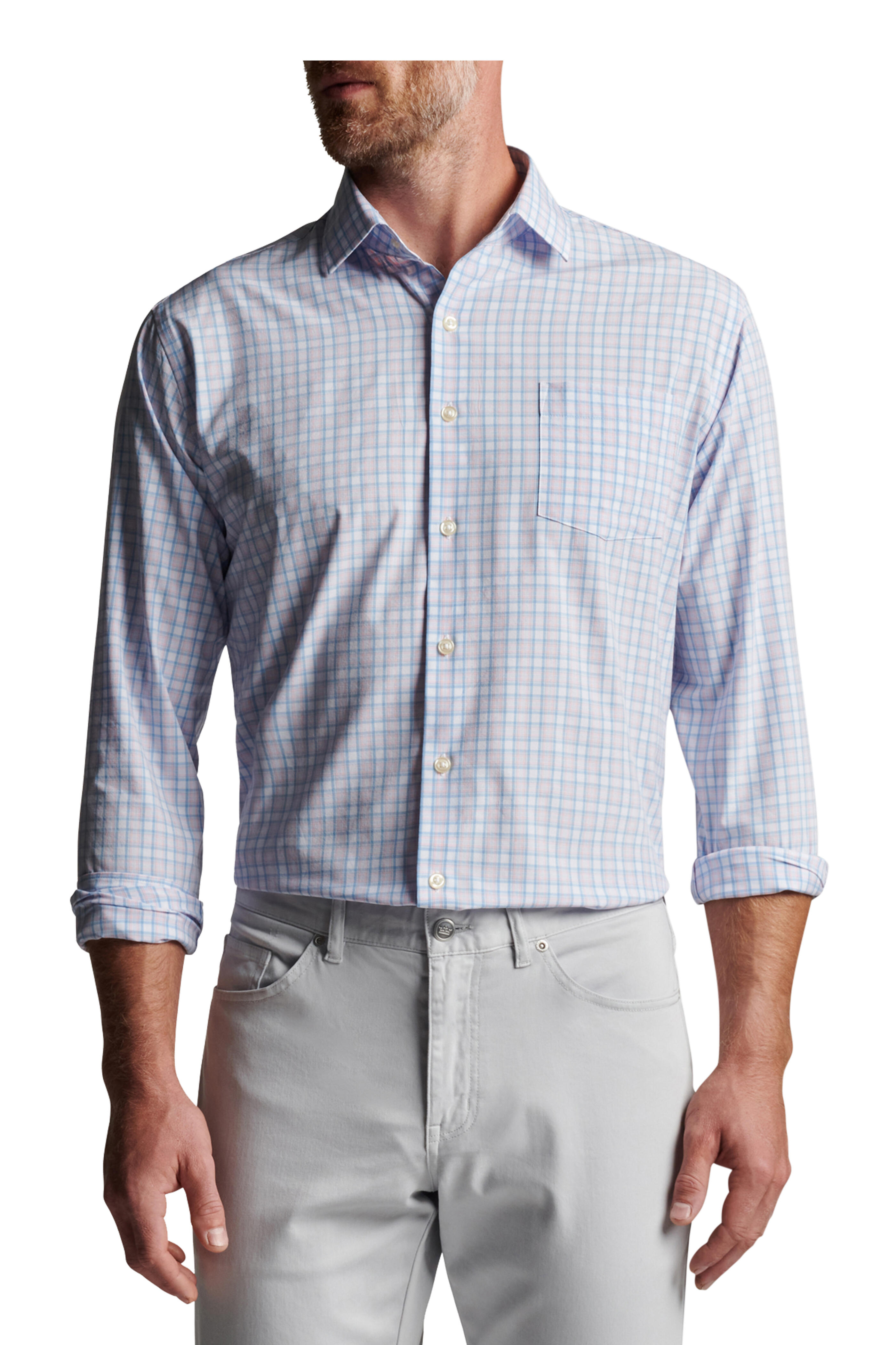Peter Millar - Lee Palmer Pink & Blue Plaid Poplin Sport Shirt