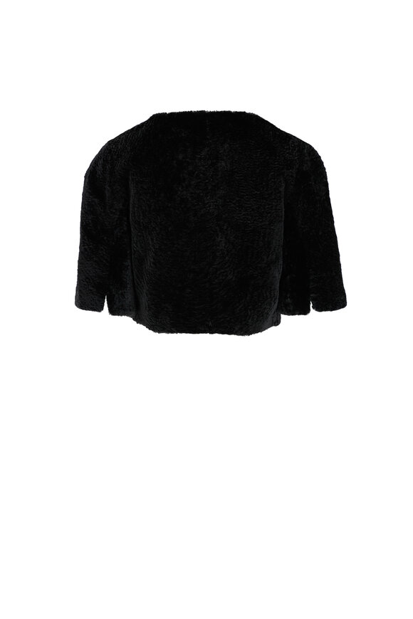 Pologeorgis - Black Collarless Shearling Bolero 