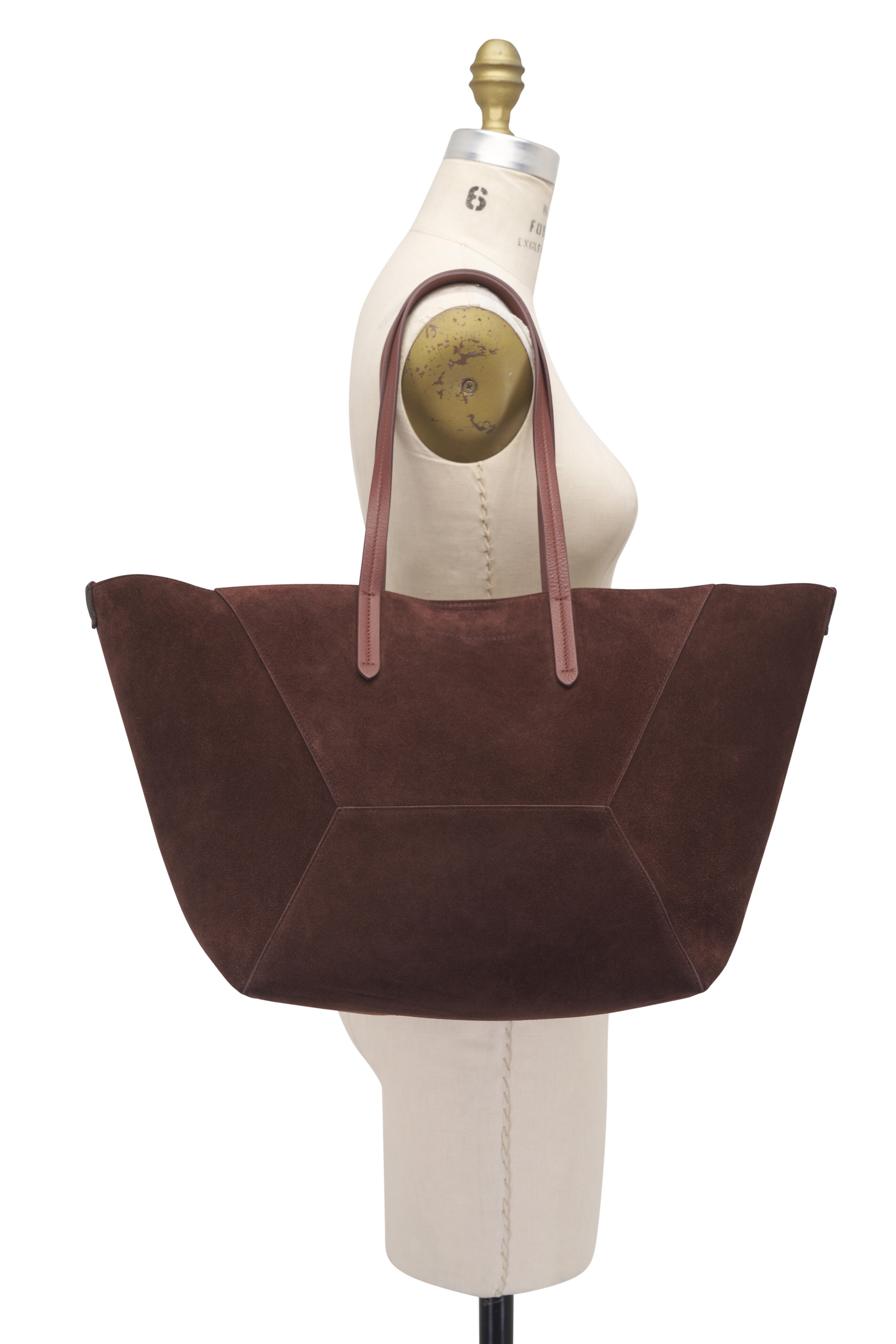 Brunello Cucinelli - Medium Duo Burgundy Suede Tote Bag