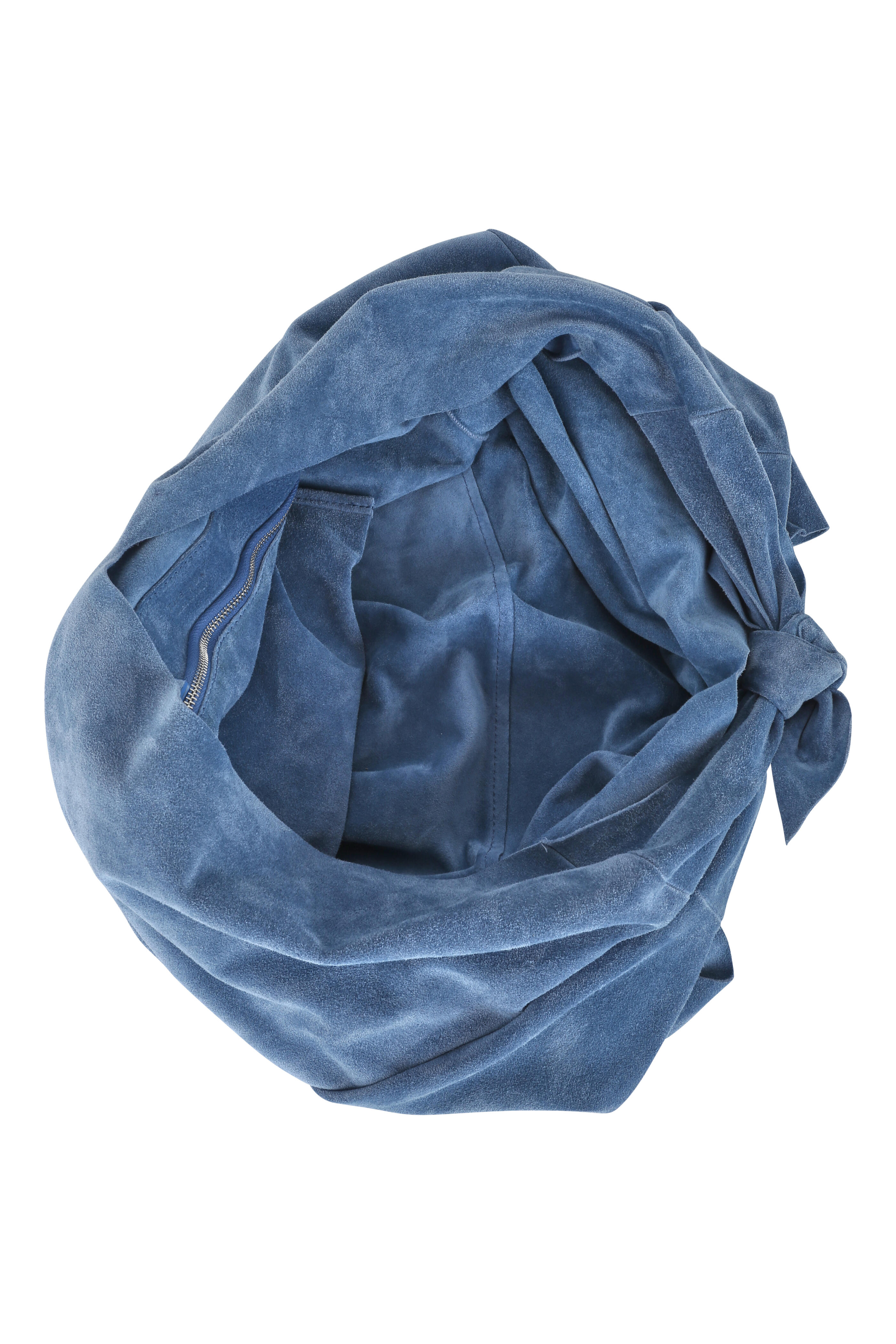 The Row - Bindle Light Blue Suede Knotted Large Hobo Bag