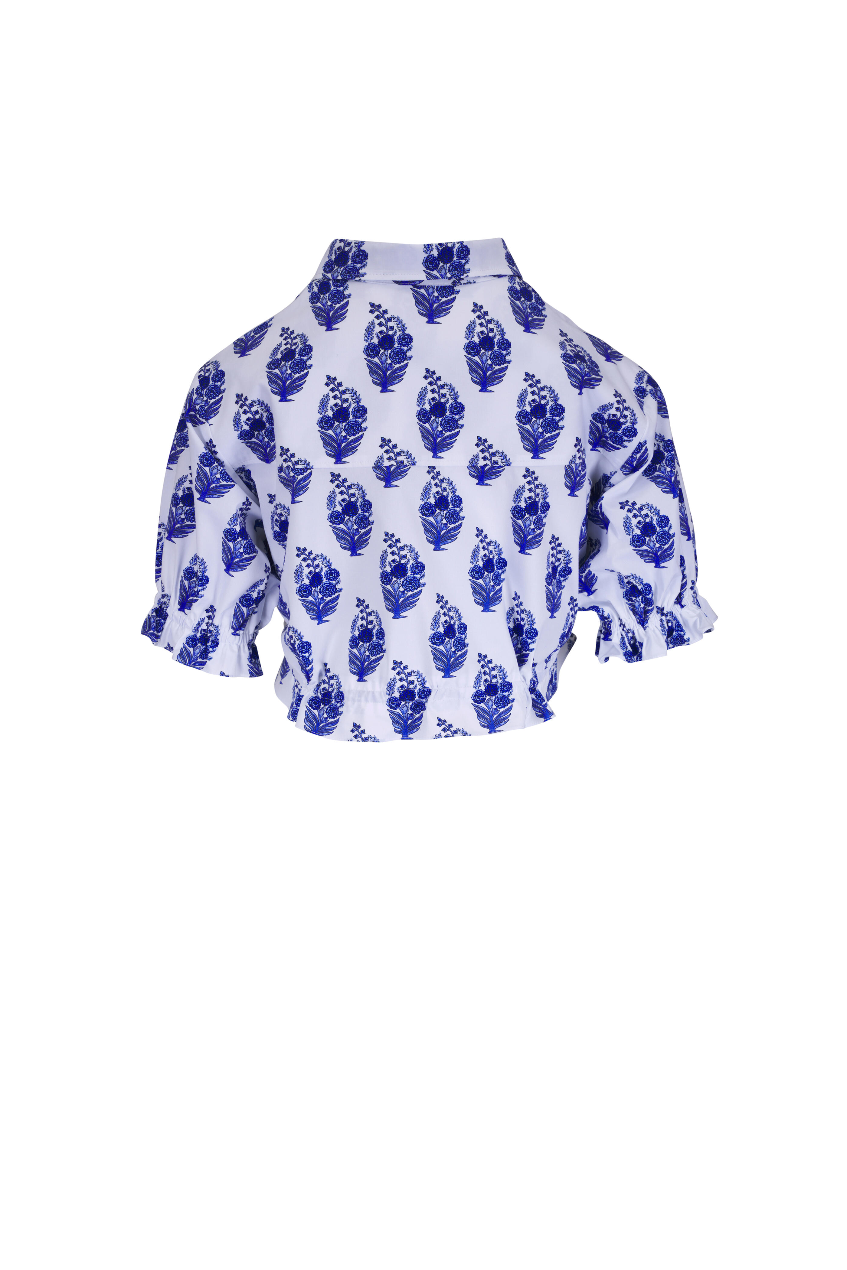Carolina Herrera - White Multi Floral Block Print Cropped Shirt