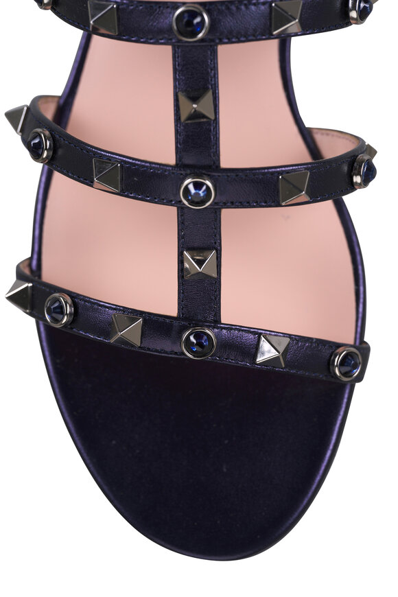 Valentino Garavani Rockstud Indigo Leather Sandal - view 4