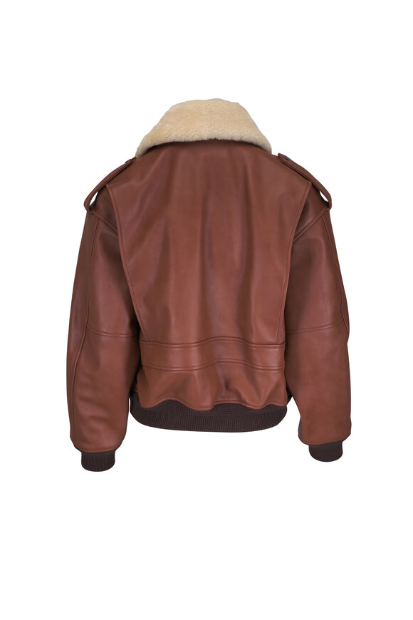Saint Laurent Aviator Terracotta Leather Jacket - view 4